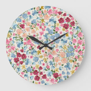 Midsummer meadow, blooming plant pattern. large clock