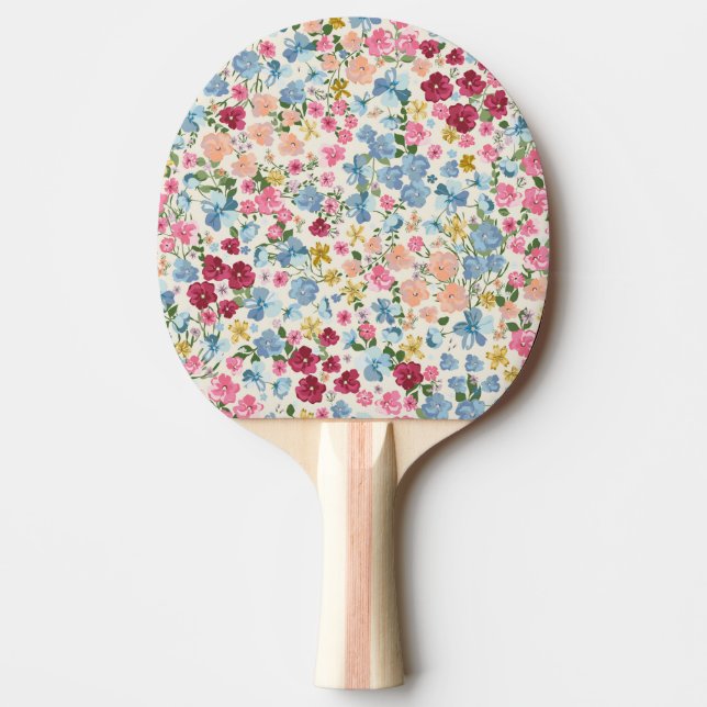 Midsummer meadow, blooming plant pattern. ping pong paddle (Front)