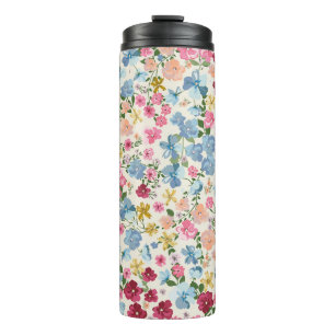 Midsummer meadow, blooming plant pattern. thermal tumbler