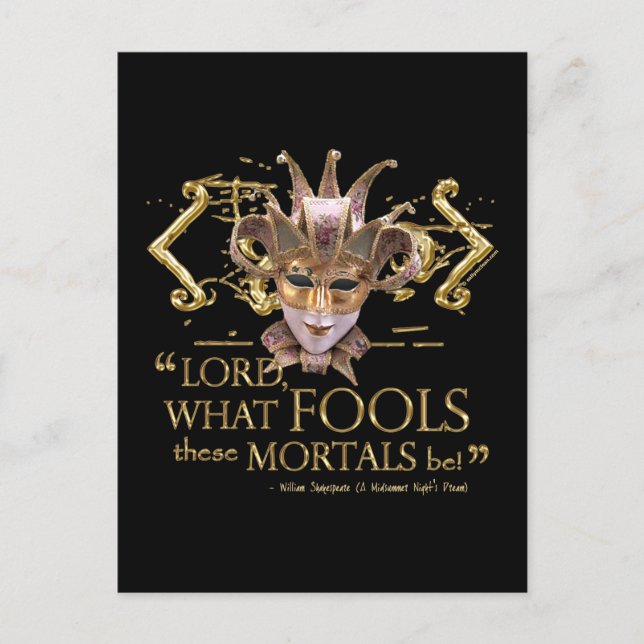 Midsummer Night's Dream Quote (Gold Version) Postcard (Front)
