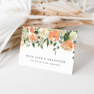 Midsummer Peach Floral Personalized Thank You Card