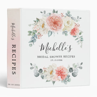 Midsummer Peach Pastel Floral Bridal Shower Recipe Binder