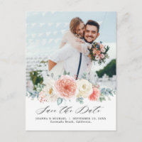 Midsummer Peach Pastel Pink Floral Save the date