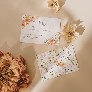 Midsummer   Romantic Autumn Florals Wedding RSVP Card