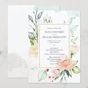Midsummer Romantic Watercolor Florals Wedding Invitation