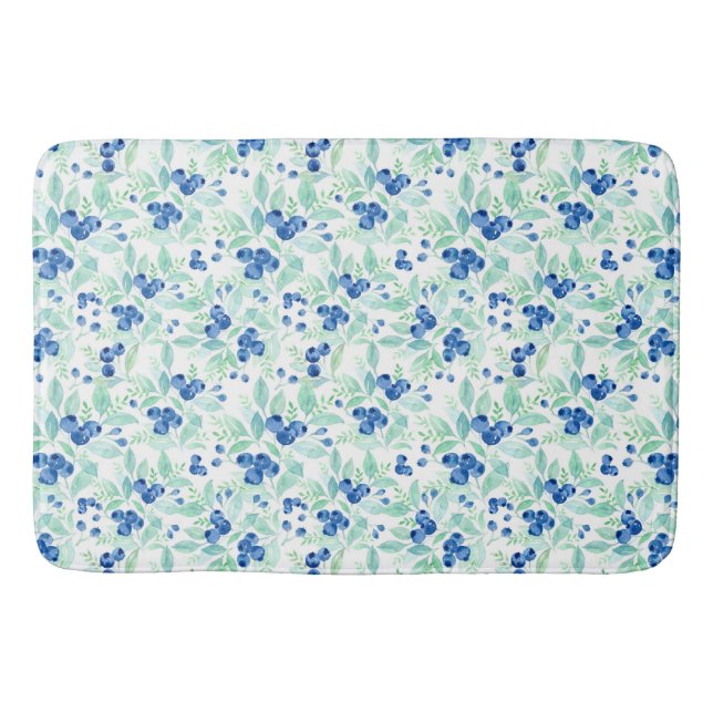Midsummer Rustic Blueberry Berry Summer Pattern 1 Bath Mat (Front)