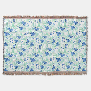 Midsummer Rustic Blueberry Berry Summer Pattern 1 Throw Blanket