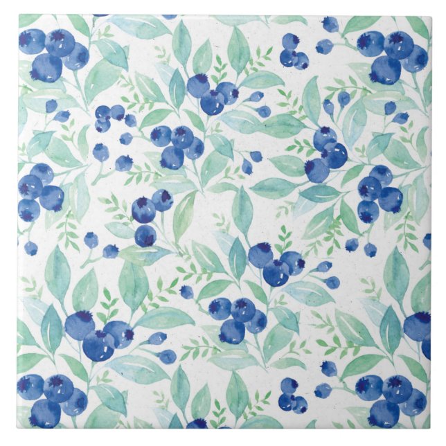 Midsummer Rustic Blueberry Berry Summer  Pattern Tile (Front)