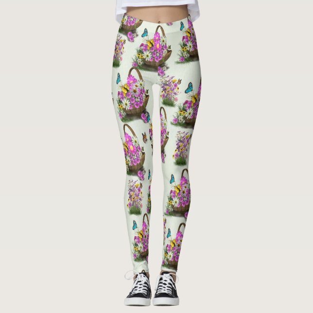 Midsummer Spring Festival Flowers Leggings (Front)