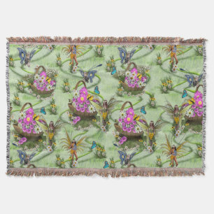 Midsummer Spring Festival Gatherers Throw Blanket