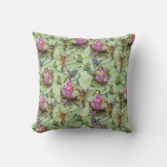 Midsummer Spring Festival Gatherers Throw Pillow (Front)