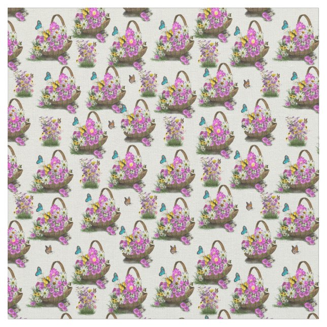 Midsummer Spring Flowers Fabric (Close Up)