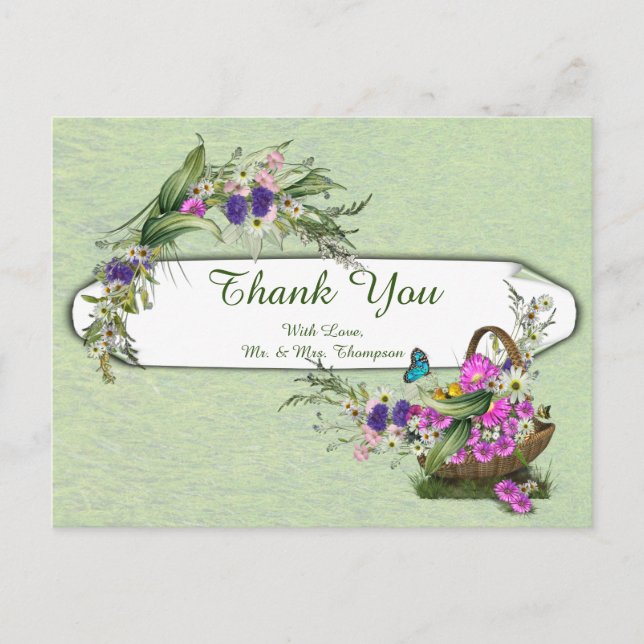 Midsummer Spring flowers Thank You Announcement Postcard (Front)