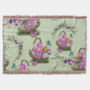 Midsummer Spring Flowers Throw Blanket