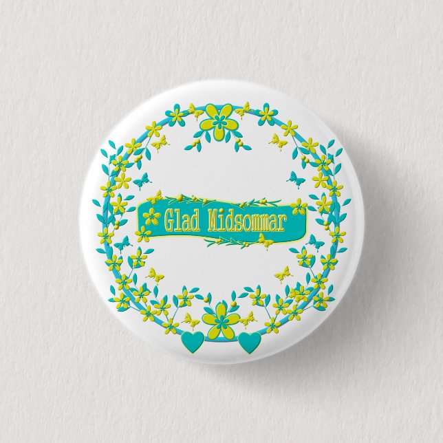 Midsummer symbol sweden dinner plate classic round 1 inch round button (Front)