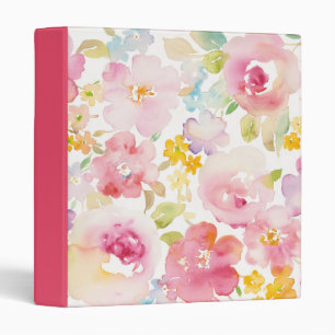 Midsummer   Watercolor Pink Floral Binder
