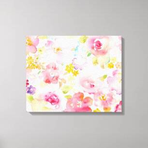Midsummer Watercolor Pink Floral Canvas Print