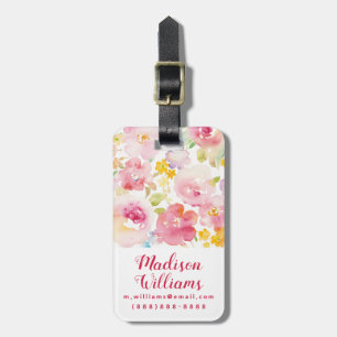 Midsummer   Watercolor Pink Floral Luggage Tag