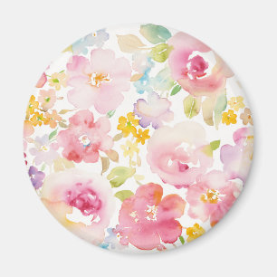 Midsummer Watercolor Pink Floral Magnet