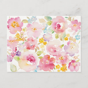 Midsummer   Watercolor Pink Floral Postcard