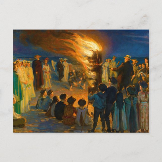 Midsummer's Eve Bonfire on Skagen's Beach (1906) Postcard (Front)