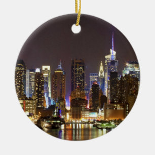 Midtown Manhattan seen from Weehawken New Jersey Ceramic Ornament