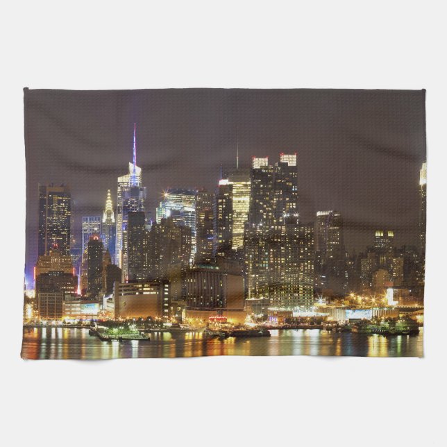 Midtown Manhattan seen from Weehawken New Jersey Kitchen Towel (Horizontal)