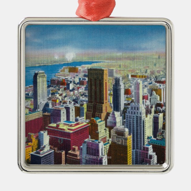 Midtown Skyline View towards East River Metal Ornament (Front)