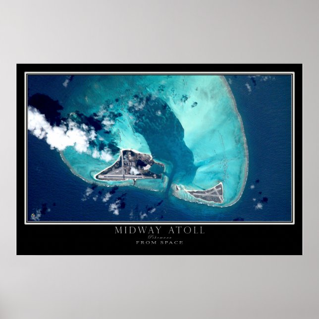 Midway Atoll Satellite Poster Map (Front)