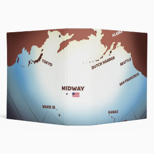 Midway Island vintage style WW2 map Binder