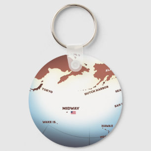 Midway Island vintage style WW2 map Keychain