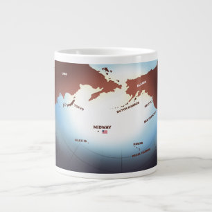 Midway Island vintage style WW2 map Large Coffee Mug
