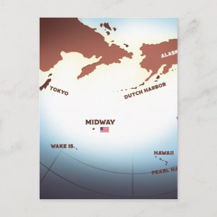 Midway Island vintage style WW2 map Postcard