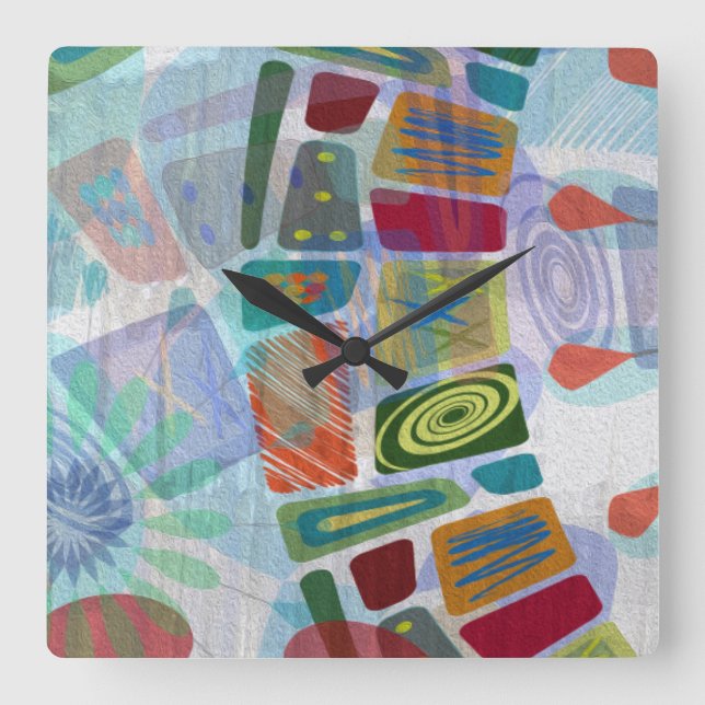 Midway Panels III Square Wall Clock (Front)