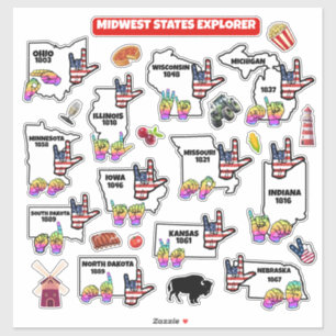 Midwest Learning Map – ASL & State Symbols
