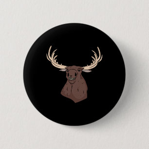 Midwest Magic Cleaning Stupid Moose Face Funny Hun 2 Inch Round Button