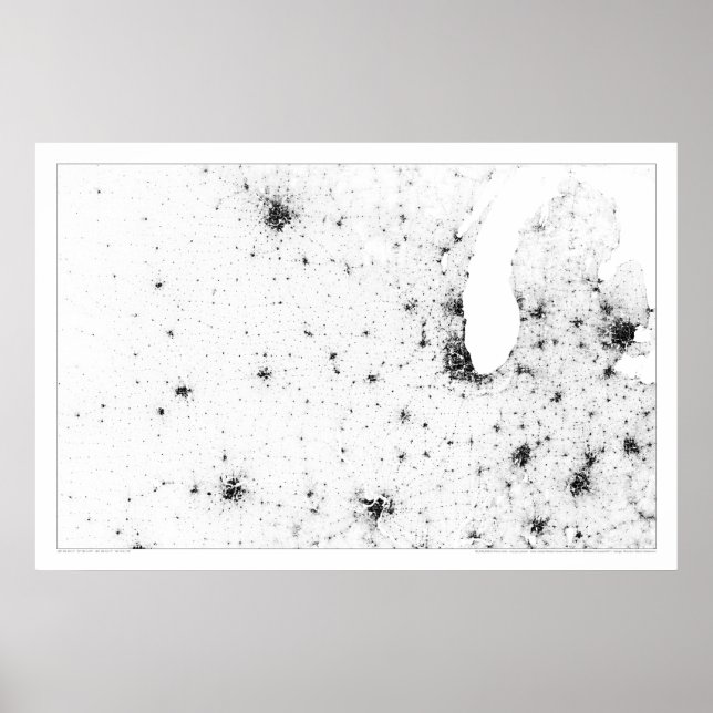 Midwest Railroad Constellation Census Dotmap Poster (Front)