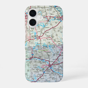 Midwest United States Road Map iPhone 16 Case