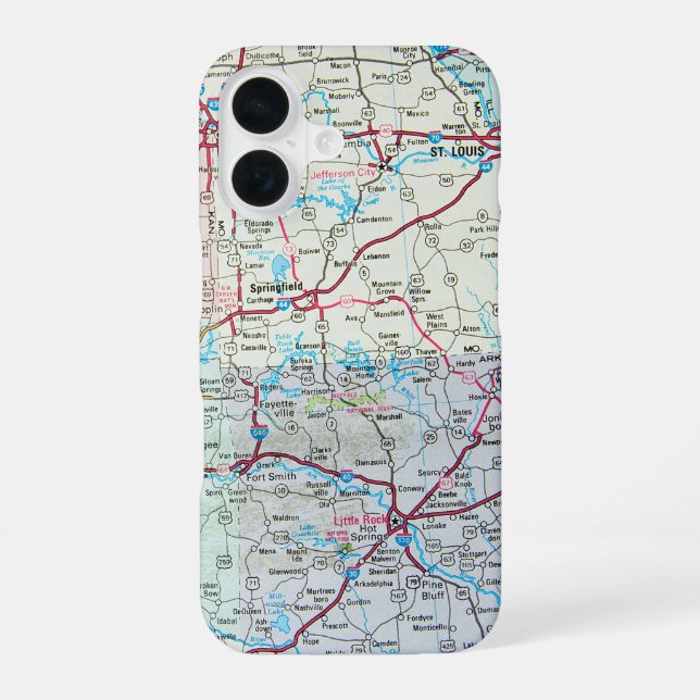 Midwest United States Road Map iPhone 16 Case (Back)