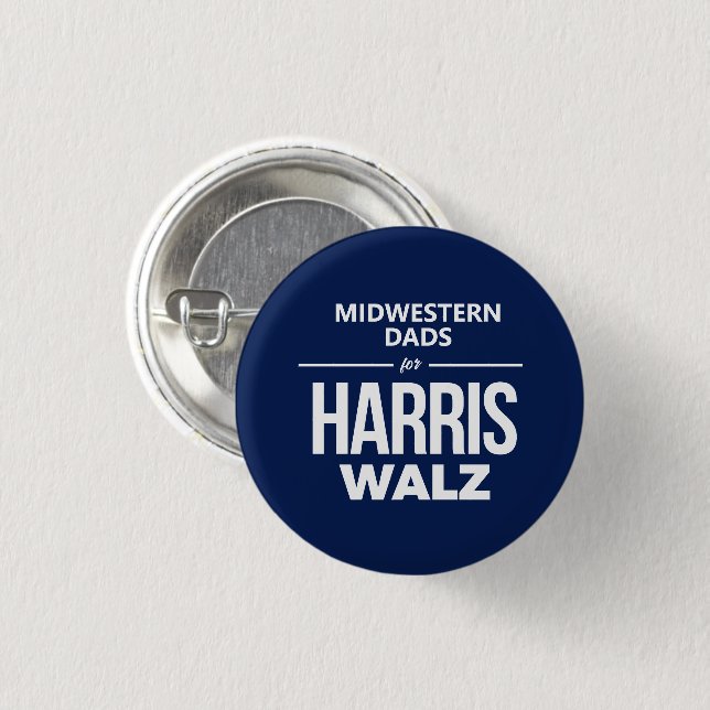 Midwestern Dads for Harris Walz 1 Inch Round Button (Front & Back)