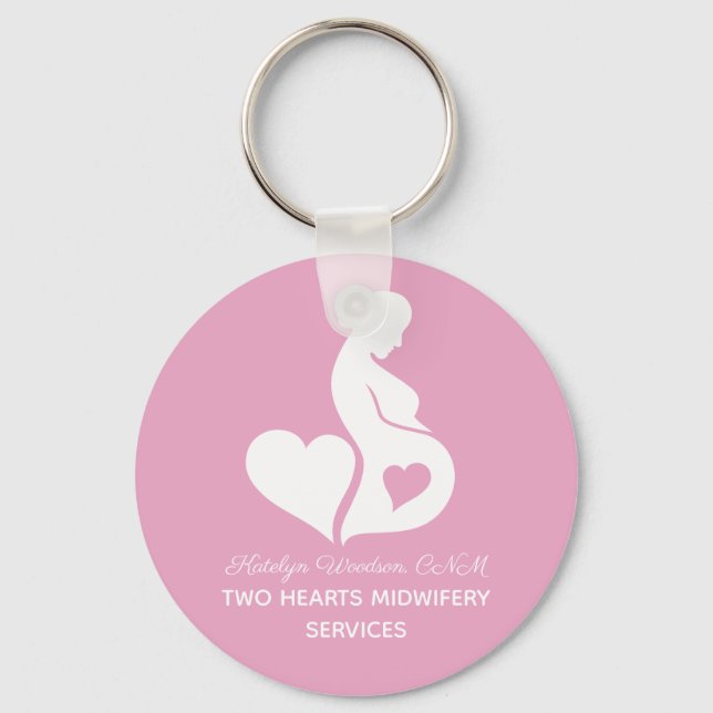 Midwife Beautiful Doula OBGYN Pink Personalized Keychain (Front)