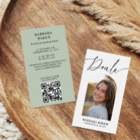 Midwife Birth Postpartum Doula Photo QR CODE SAGE