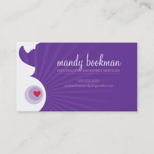 MIDWIFE CARD pregnant belly silhouette purple