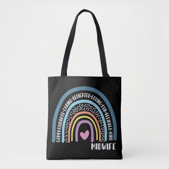 Midwife Compassionate Caring Dedicated Loving Fun Tote Bag (Front)