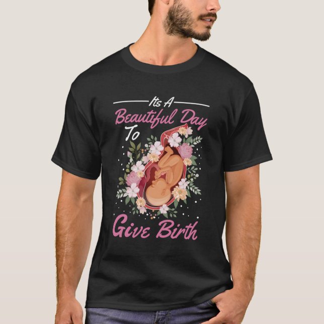 Midwife Cute Flowers Baby Catcher Doula T-Shirt (Front)