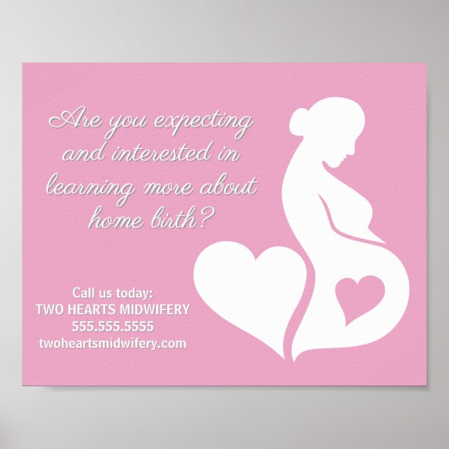 Midwife Doula Beautiful Pregnancy Business Pink Poster (Front)