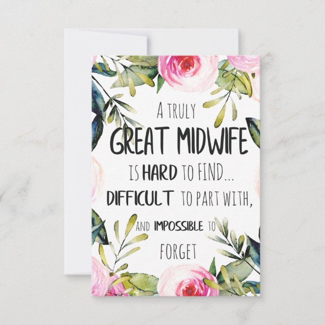 Midwife Doula Office Thank you Card Quote Gift (Front)