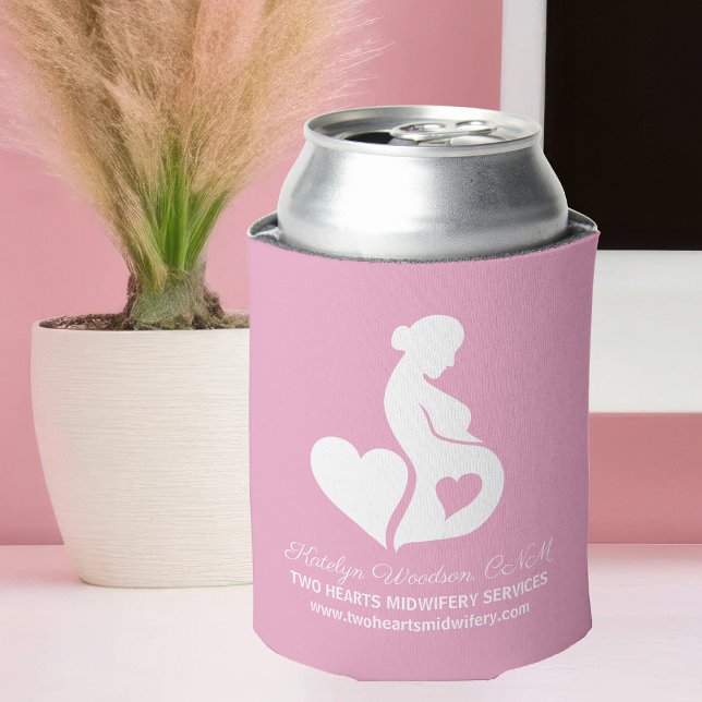 Midwife Doula Services Beautiful Pregnancy Pink Can Cooler (Creator Uploaded)