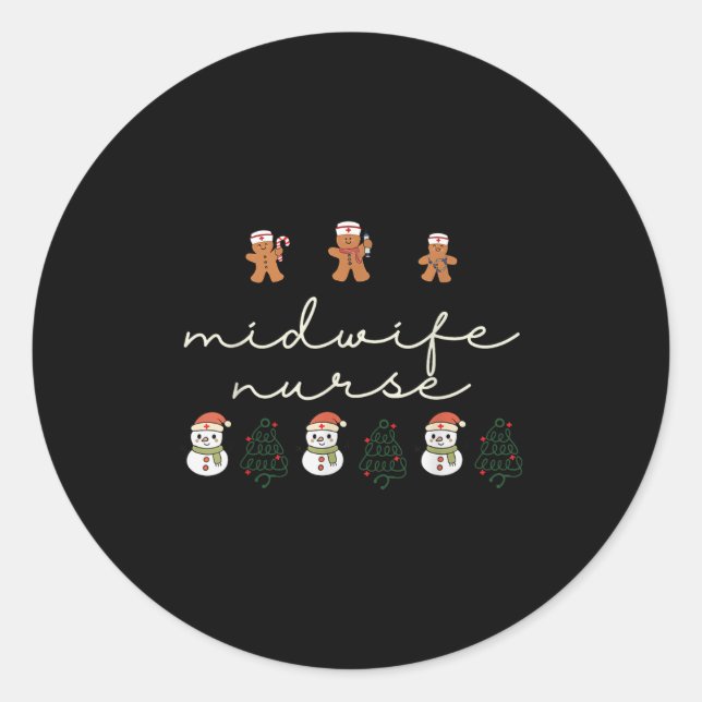 Midwife Nurse Christmas Gingerbread Nicu Hostal Pa Classic Round Sticker (Front)