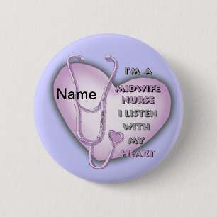 Midwife Nurse Purple Heart 2 Inch Round Button